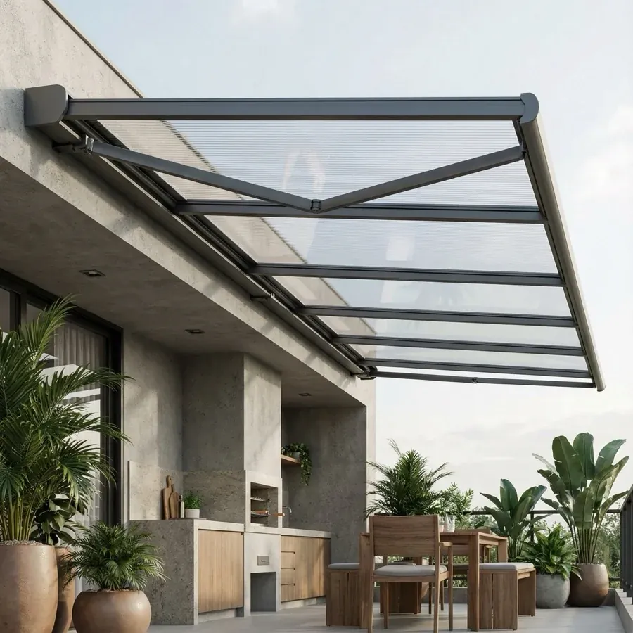 Toldo de Policarbonato Alveolar — projeto e acabamento 1