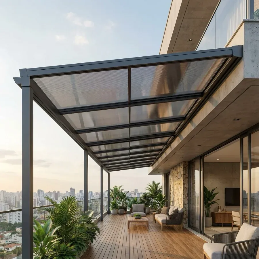 Toldo de Policarbonato Compacto — projeto e acabamento 1